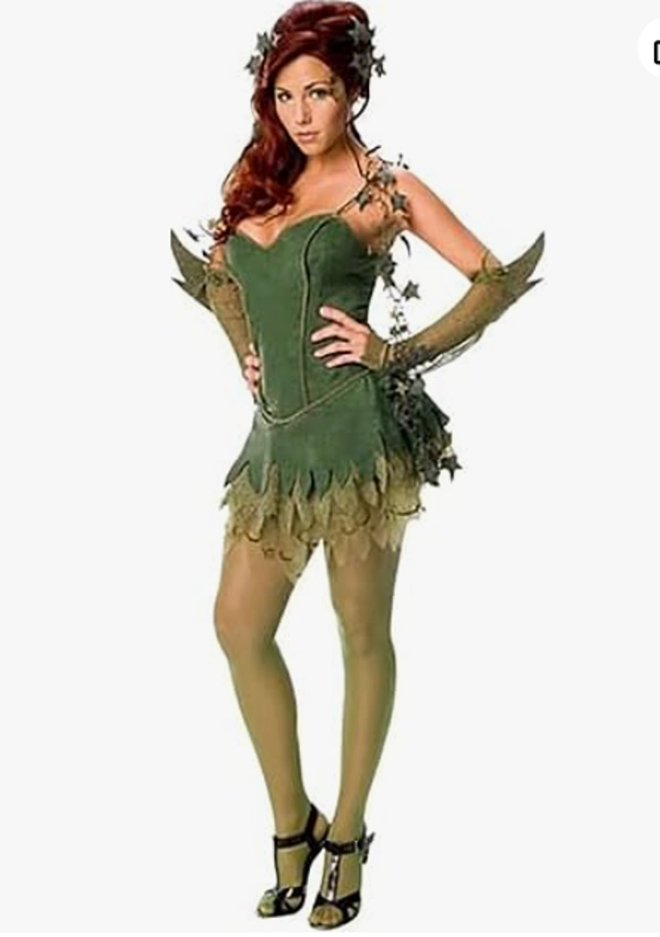 Secret Wishes Poison Ivy Costume Womens Small Dress Glovelets Headpiece Boa